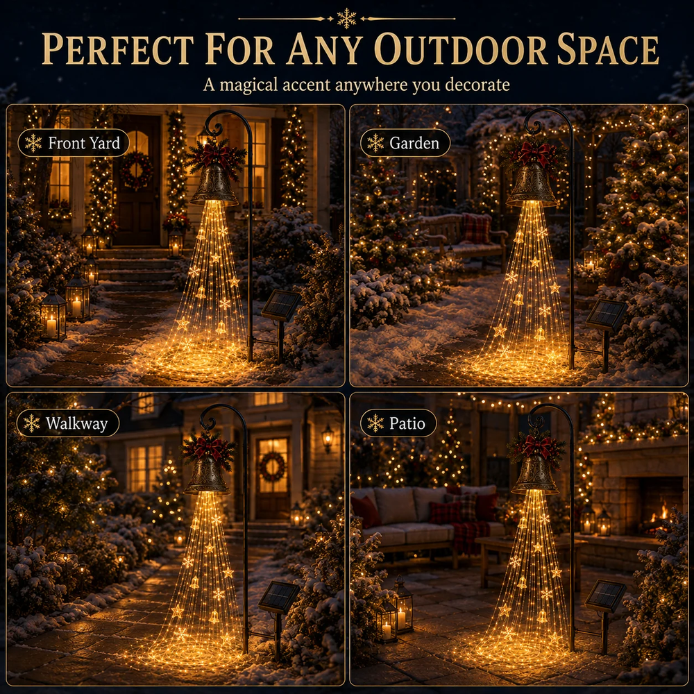 🔥Hot Sale 40% OFF🎄 Christmas Bell Cascade Solar Yard Light✨